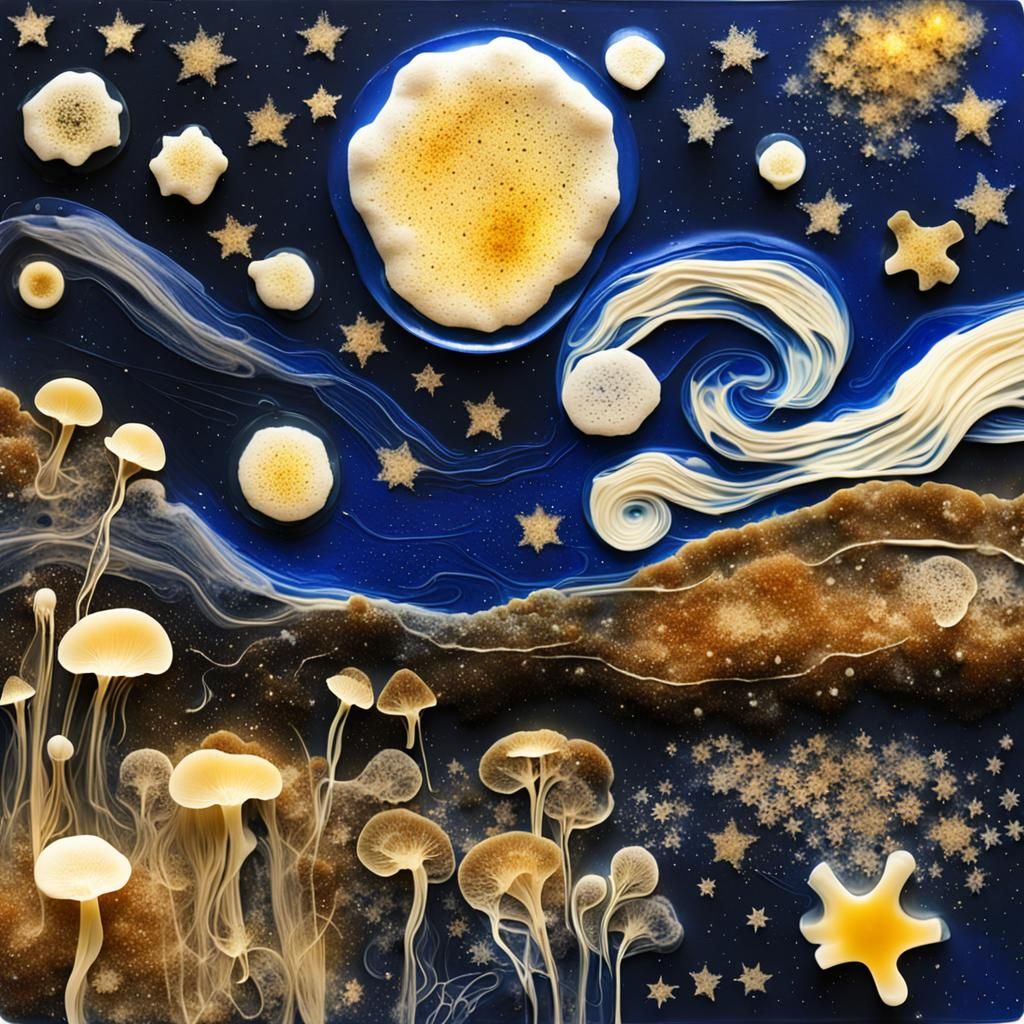 Vibrant Fungal Nightscapes in Bioluminescent Bio Art