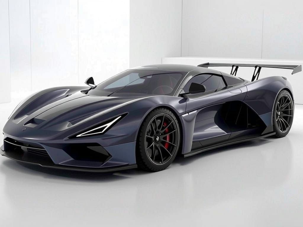 Futuristic Supercar in Gradient Sunset Sky