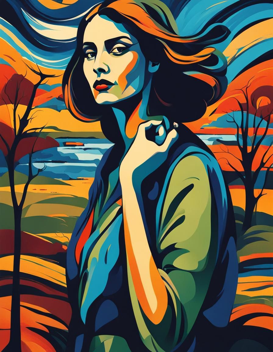Woman in Vibrant Expressionist Art