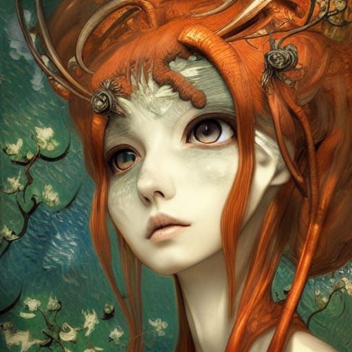 Elegant Ram Nymph in Anime Style Mansion