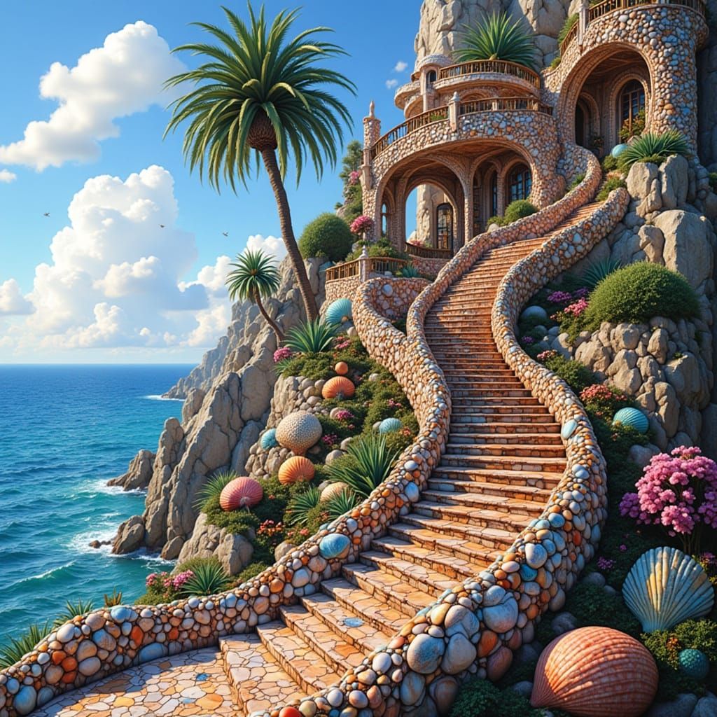 Seashell Spiral Staircase to Coastal Dream House