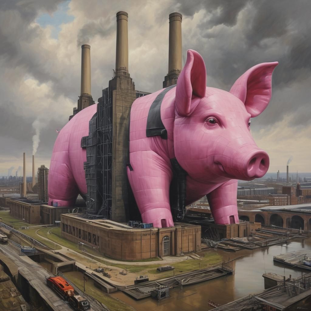 Battersea Power Station-Inspired Monument with Giant Inflata...