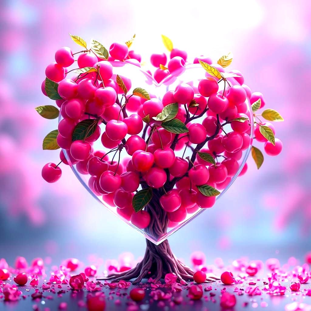 Cherry Blossom Tree in Crystalline Orb