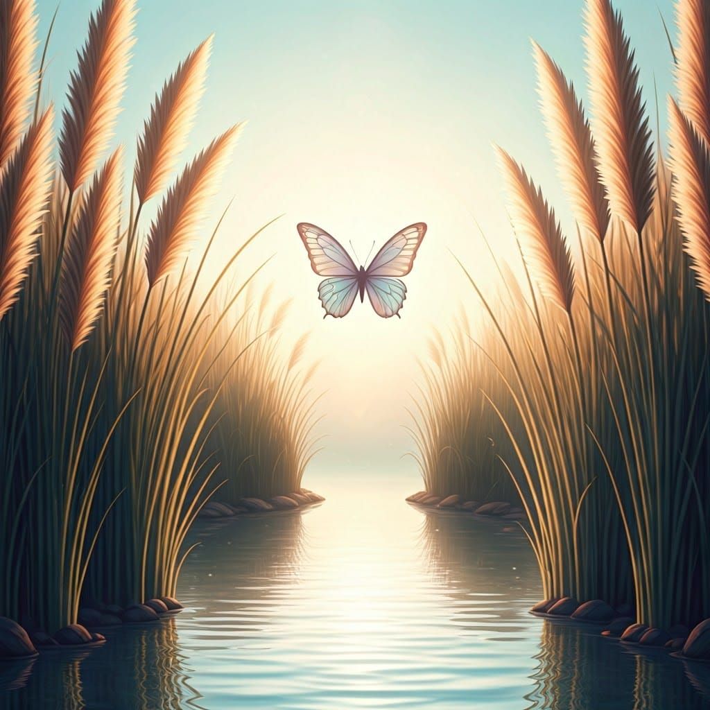 Whimsical Pastel Butterfly in Dreamy Watercolor Landscapes