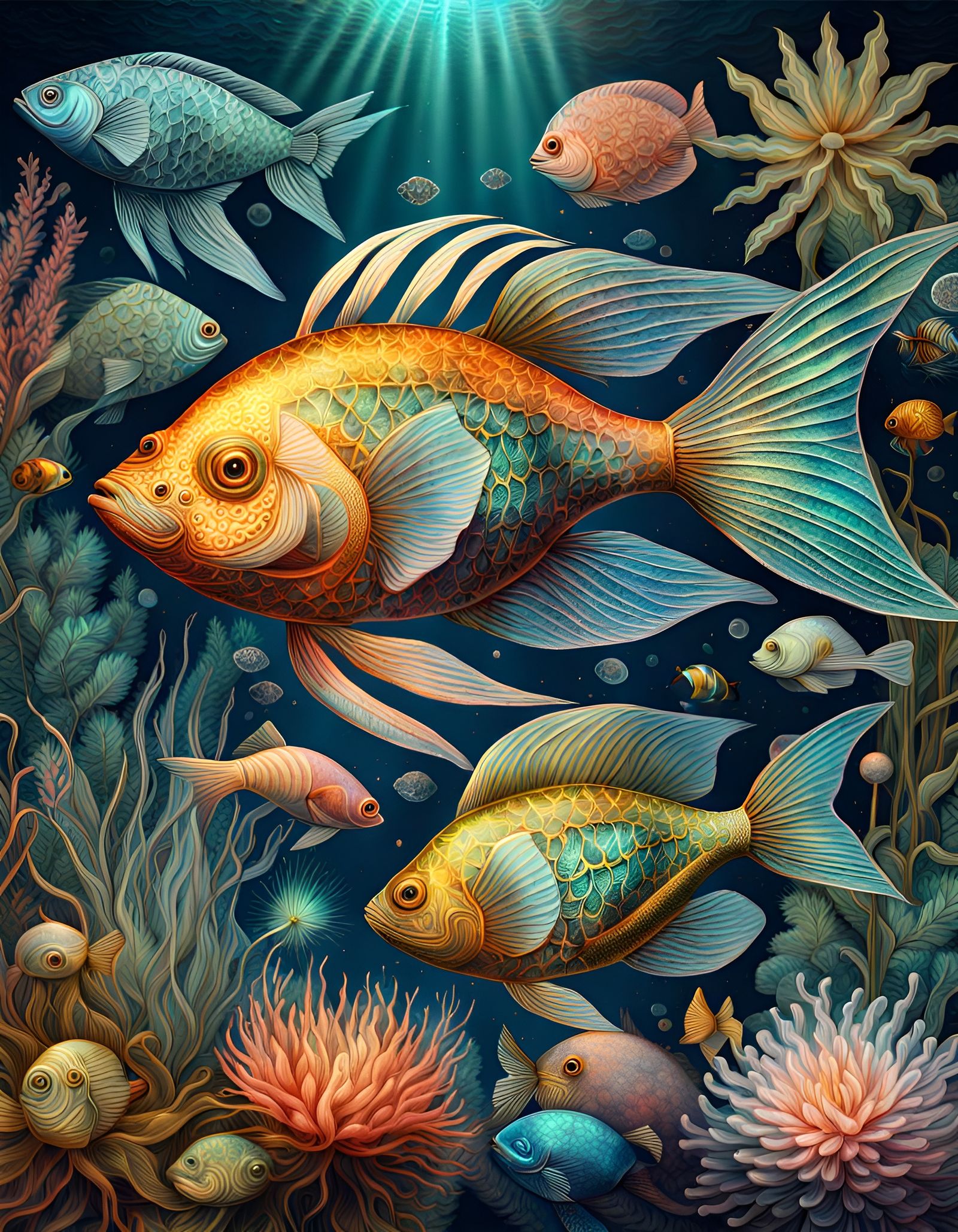 Ethereal Fish in Vibrant Aquatic Paradise