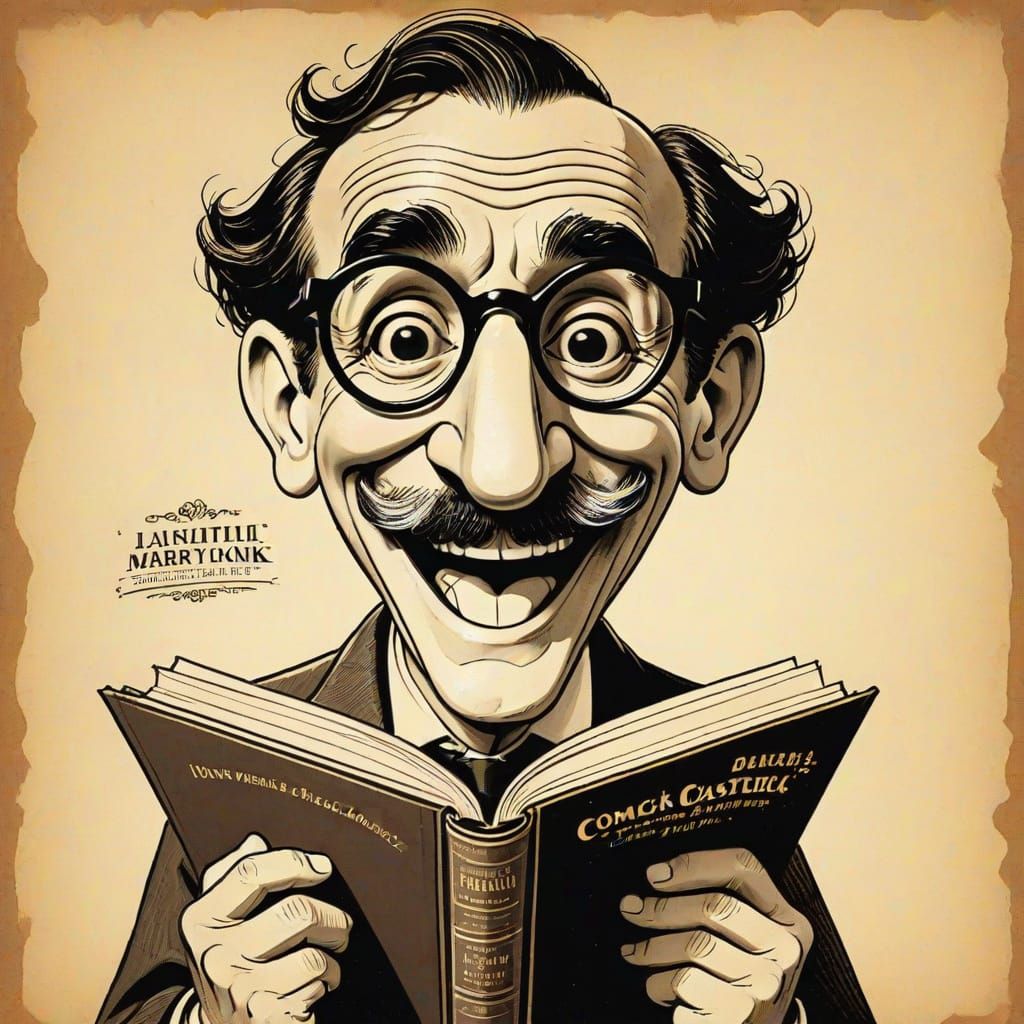 Groucho Marx Laughs with Bookish Wit in Vintage Style