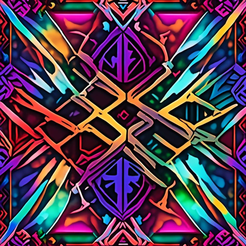 Deeply Colored 3D Geometric Pattern with Metal Accents