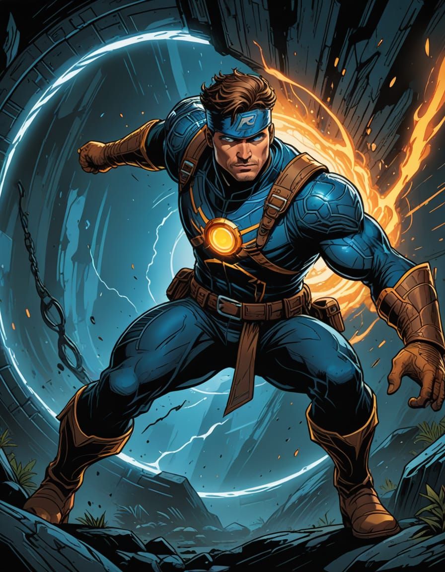 Dynamic Comic Book Ranger Battles Menacing Villain