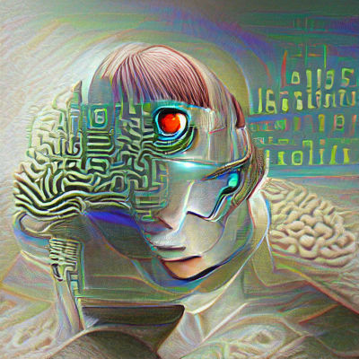 Artificial Intelligence in a Dystopian Metropolis at Night