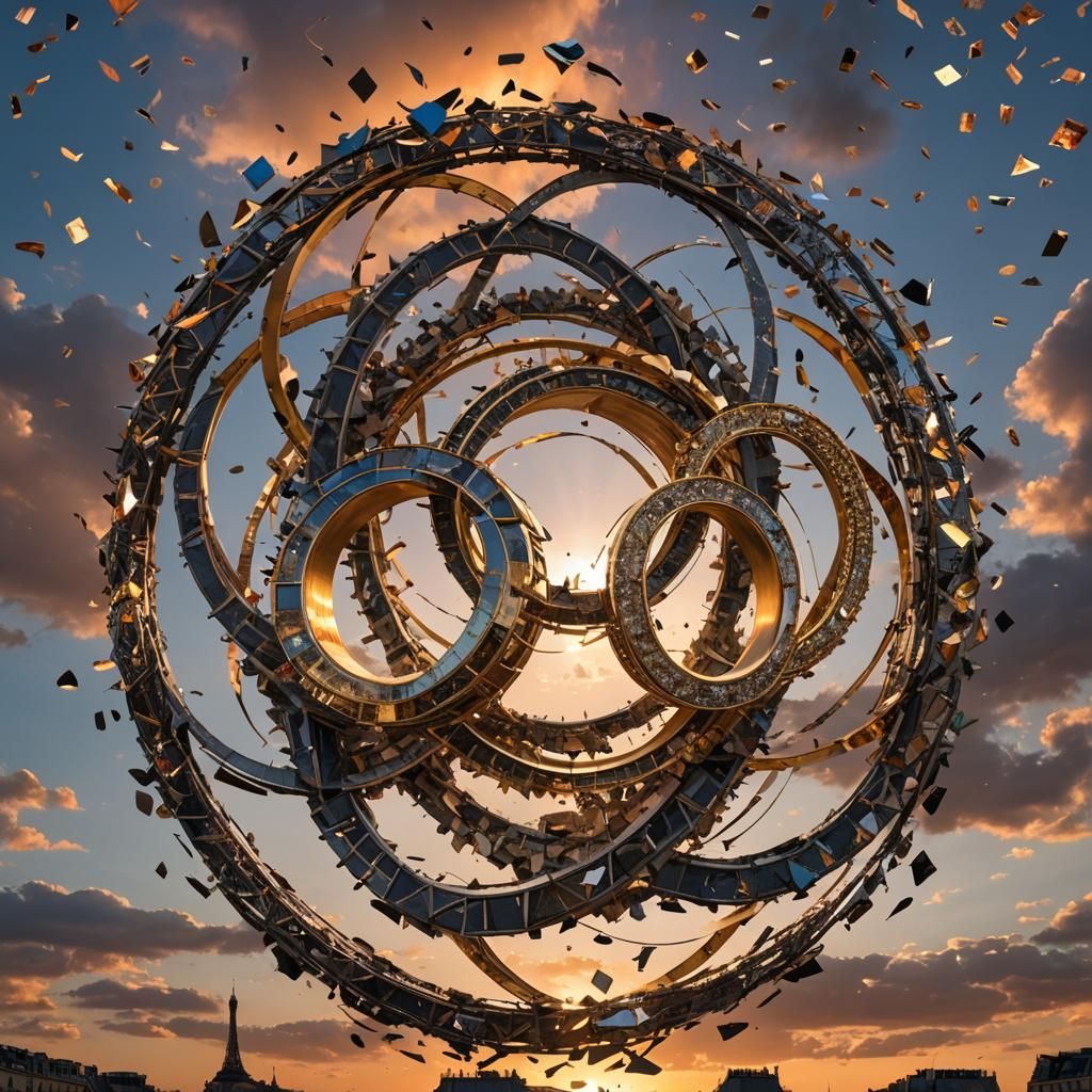 Olympic Rings Explode in Spectacular Hyperrealistic Sunset S...