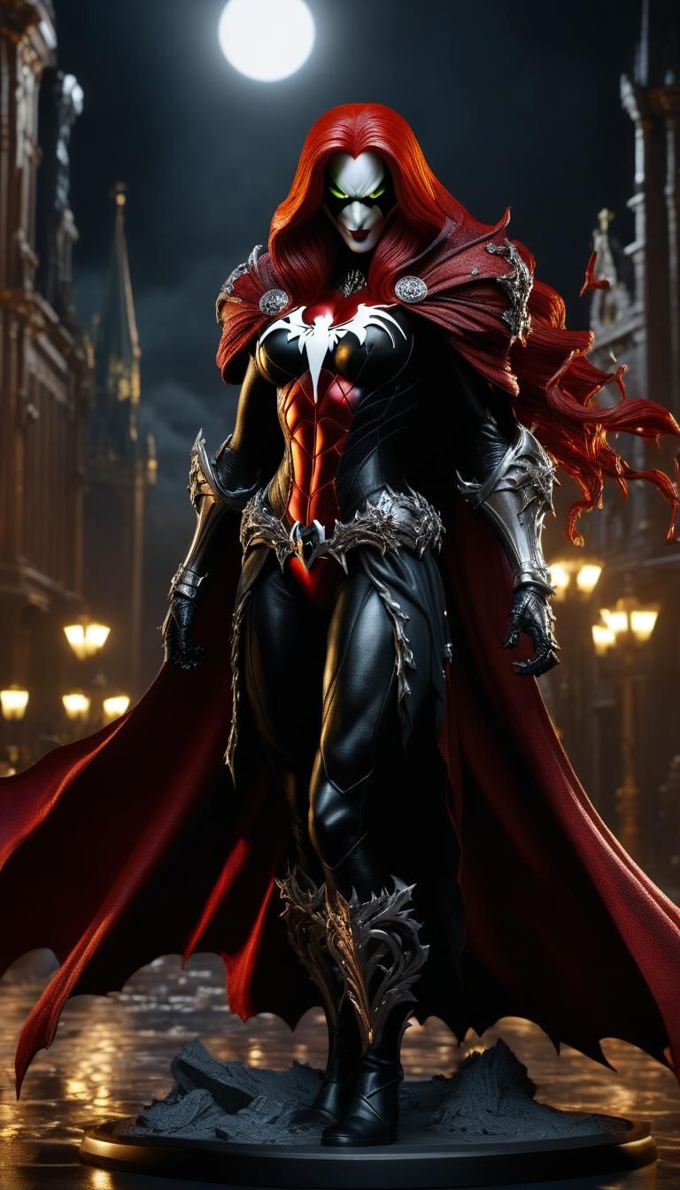 Ethereal Red-Headed Woman Emerges from Shadows in Hyperreali...