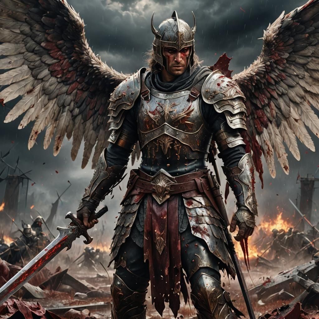 Epic Angelic Warrior in Final Stand