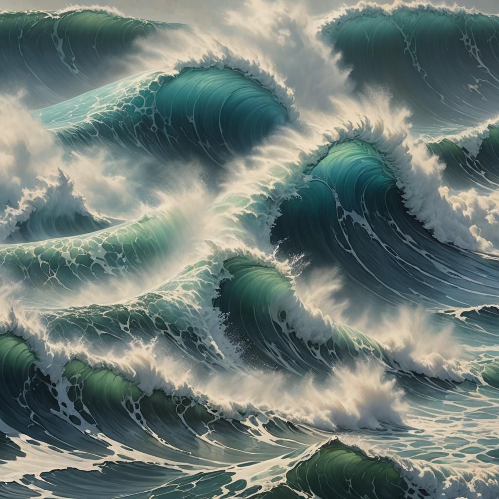 Tsunami Wave Crashes Over Ocean in Hyper-Realistic Art