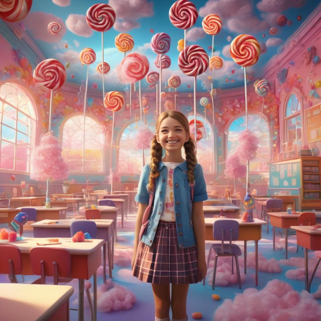 Vibrant Candyland Classroom in Whimsical Digital Art