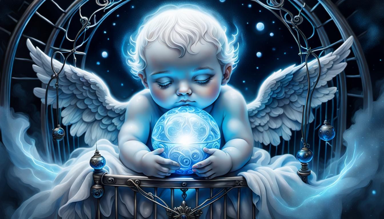 Ethereal Angel Slumbers in Cosmic Glow