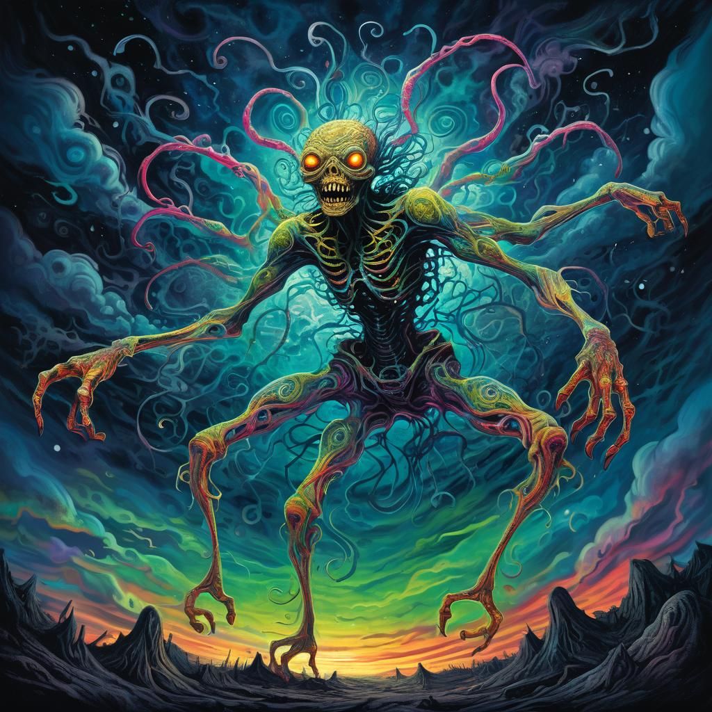 Surreal Cosmic Horror Creature Looms Out of Shadows