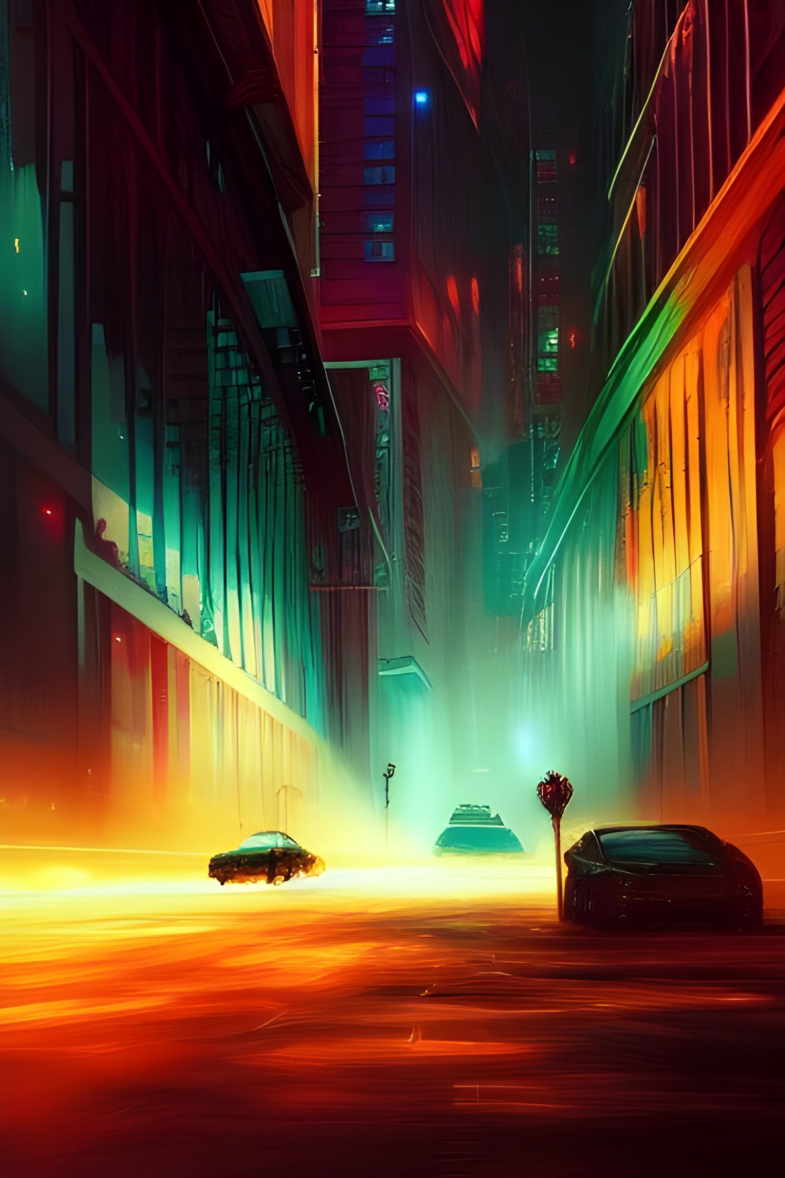 Ethereal Cityscapes in Vibrant Oil Painting Style