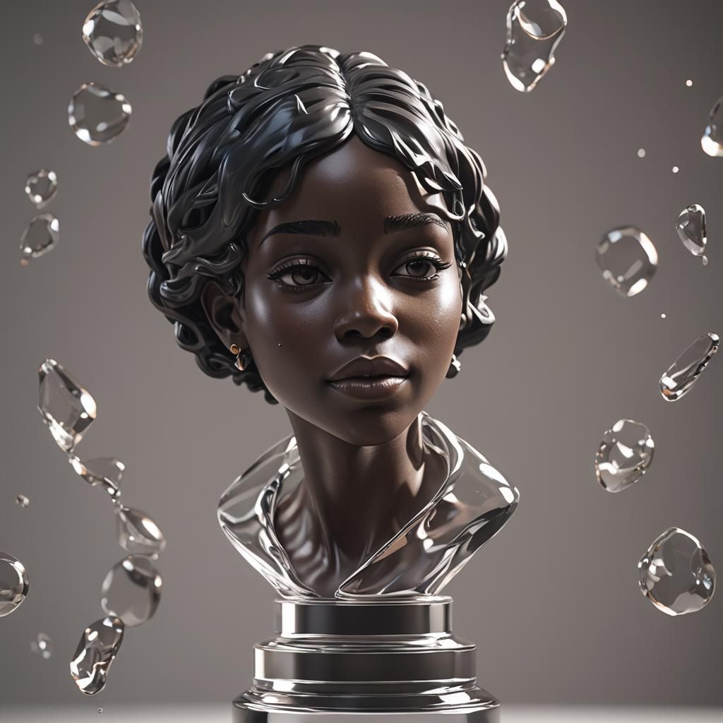 African American Heart Inside Glass Art in Cyberpunk Style