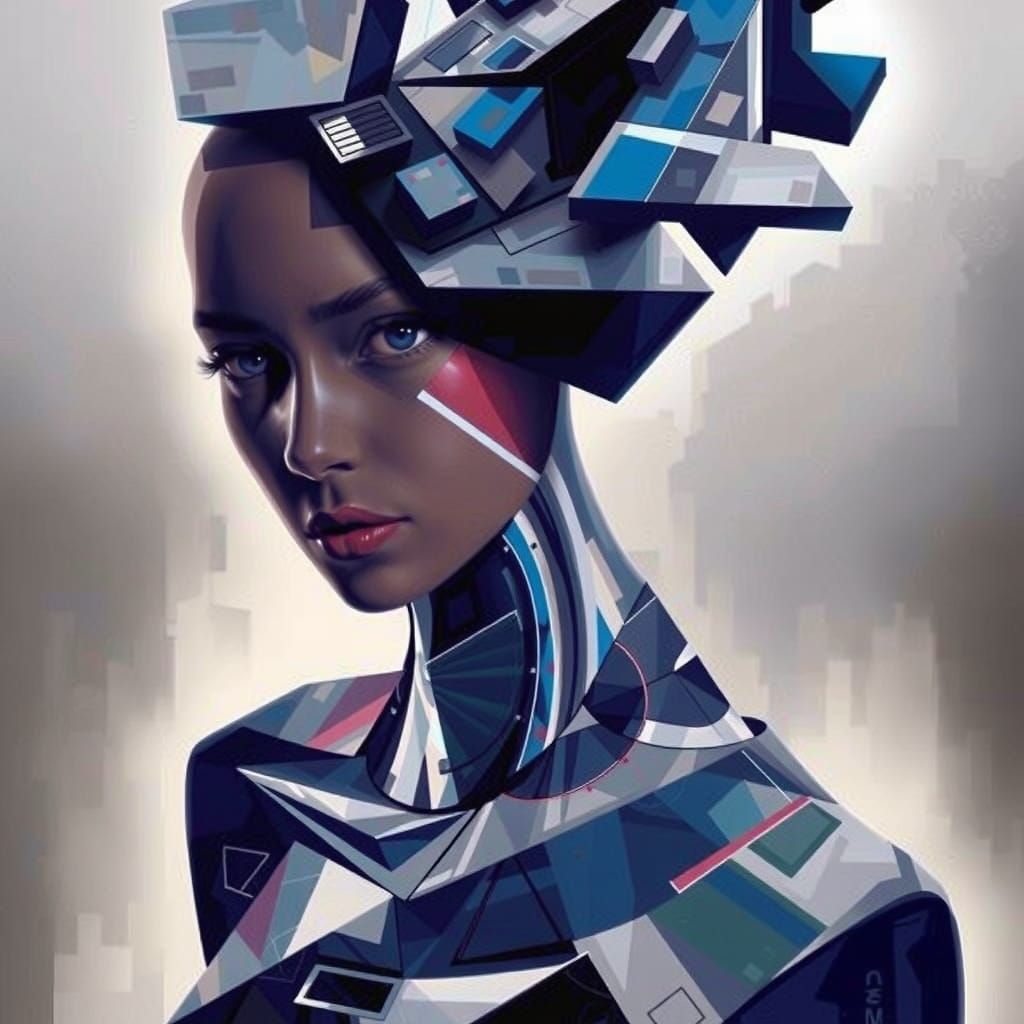 Futuristic Dior Dress in Cubist Style