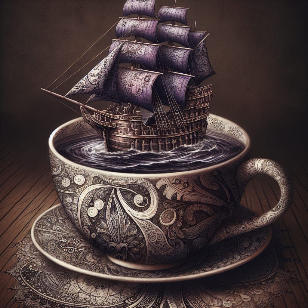 Gothic Galleon in a Whimsical Teacup