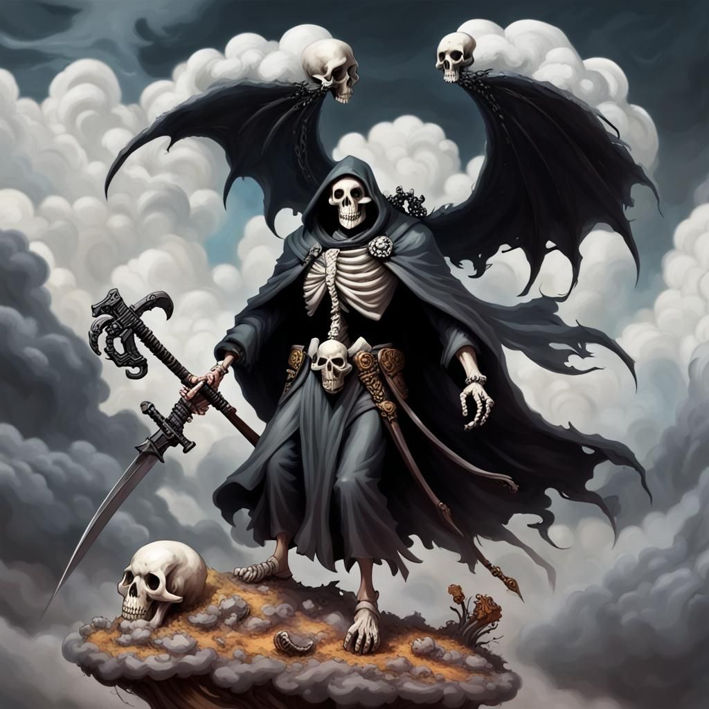 Grimm's Reaper Rides a Skull-Cloud