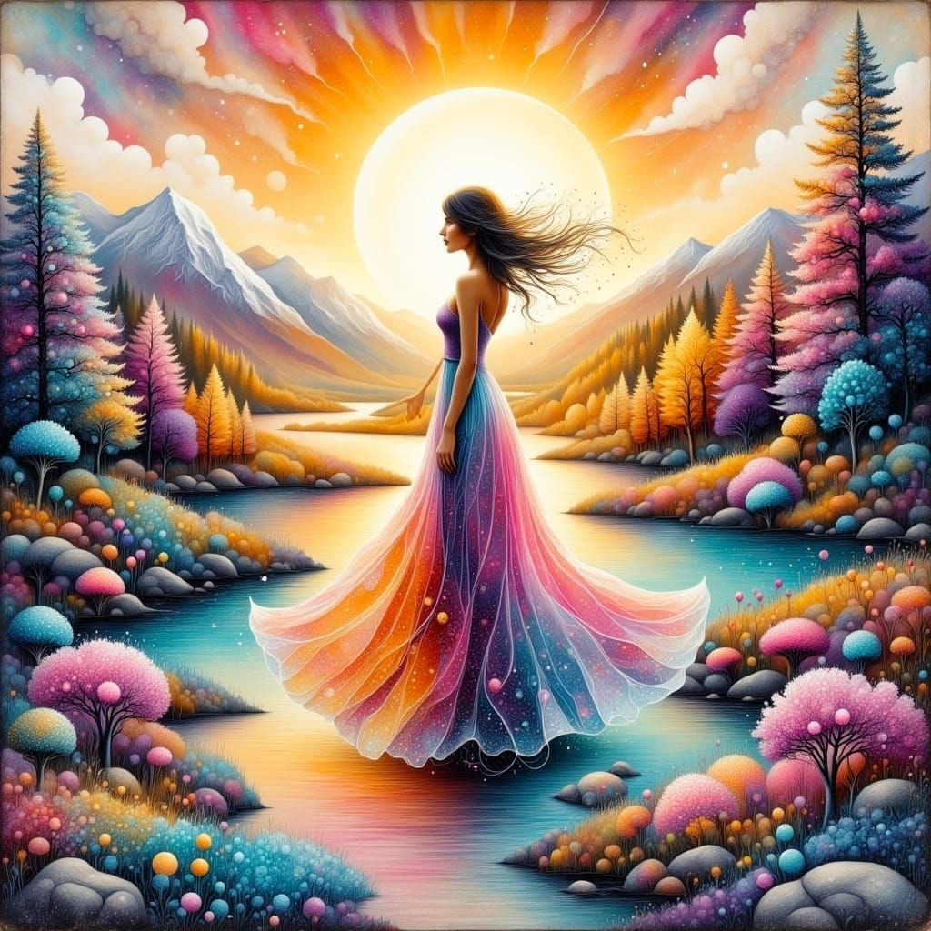 Surrealistic Dreamscapes in Fluid Art Style