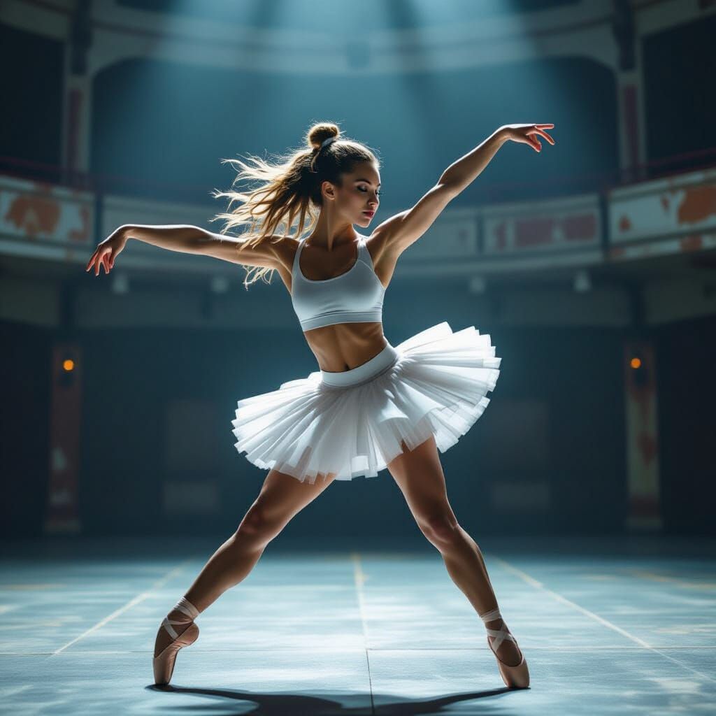 Energetic Dancer's Fusion in Abandoned Theater
