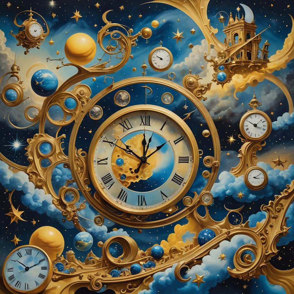 Surrealist Masterpiece: Dreamlike Collage in Starry Night Sk...