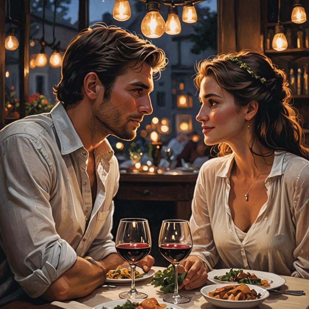 Romantic Poster Art of a Couple in Candlelit Intimacy