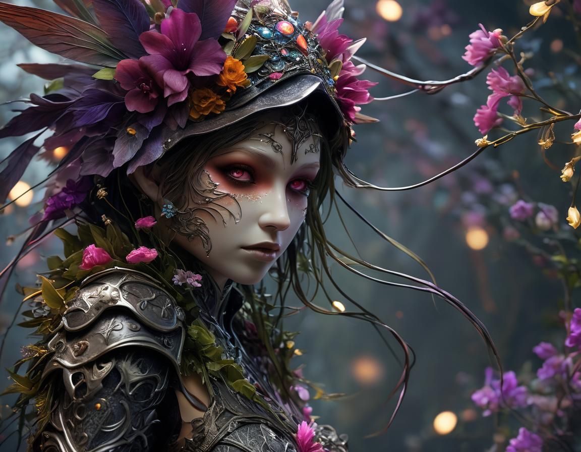 Ethereal Fairy Warrior in Deep, Intense Colors