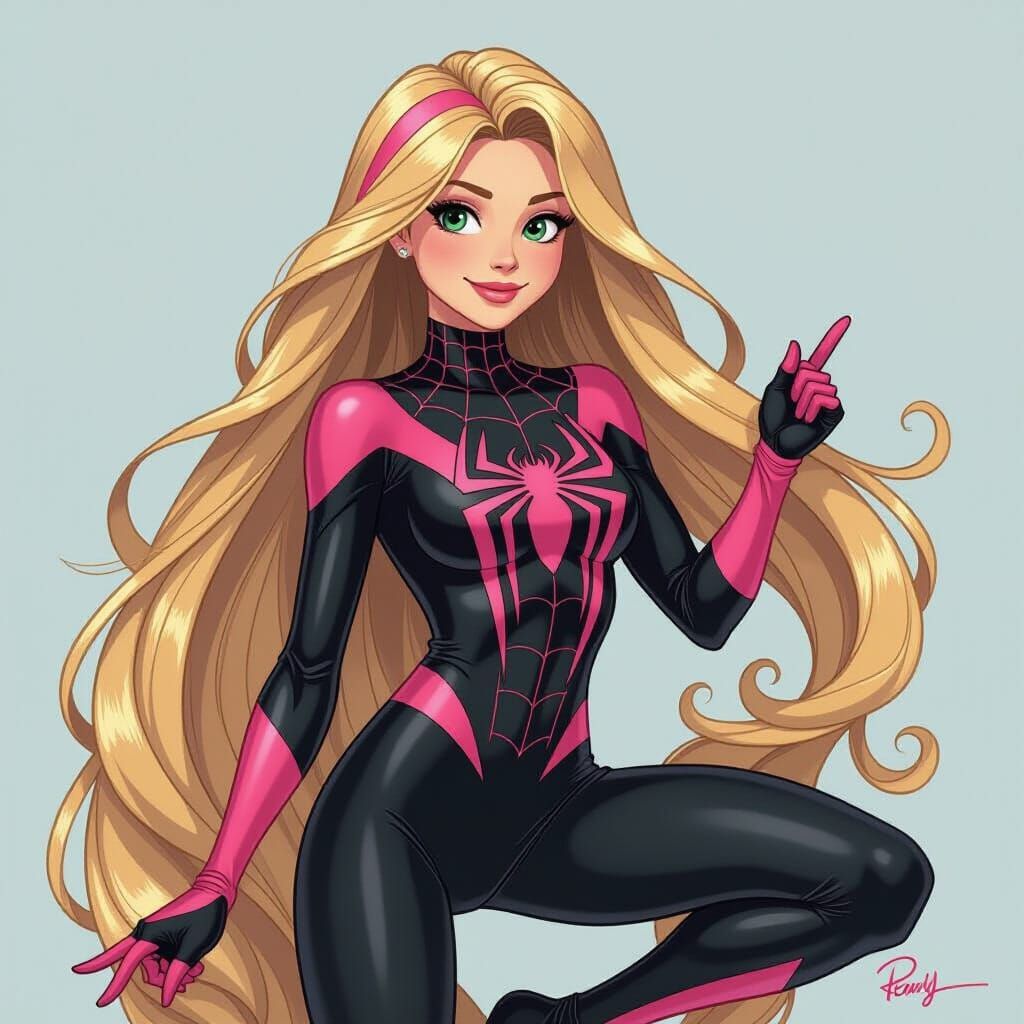 Rapunzel as Spider-Gwen: A Disney Comic Mashup