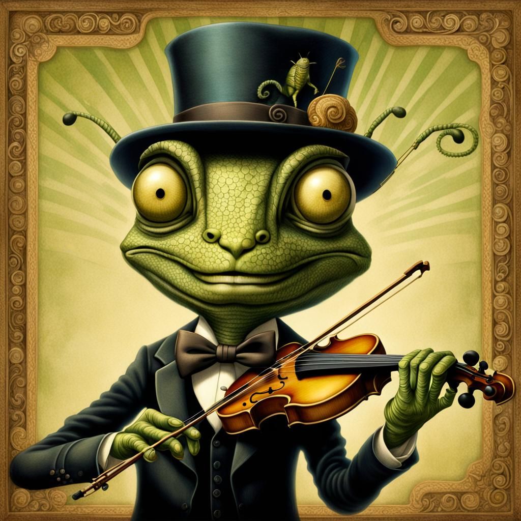 Grasshopper plays the violin