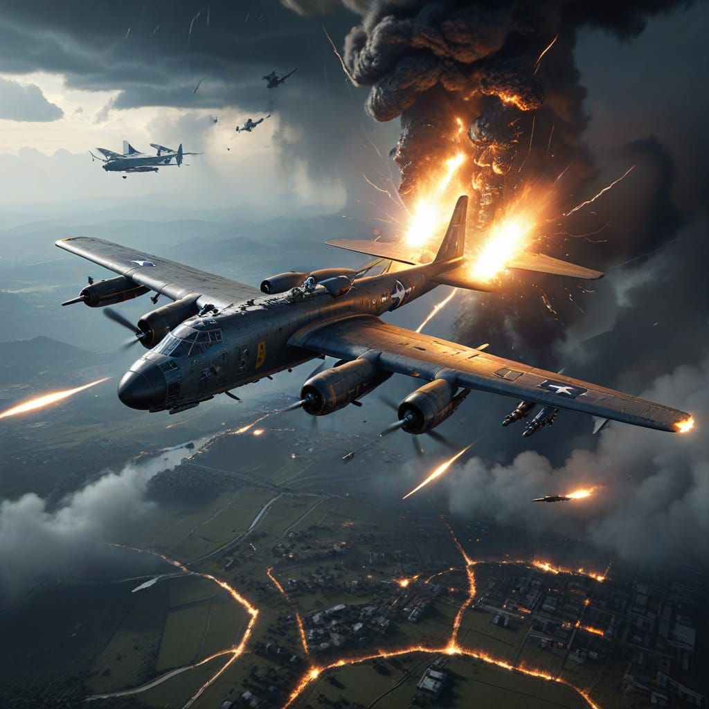 B29 Bomber in Epic Aerial Combat with Night Terrors