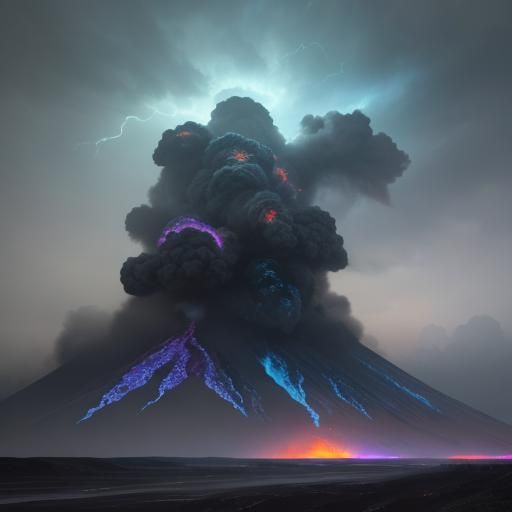 Vast, Dark Fantasy Volcanoes in Epic, Hyper-Realistic Splend...