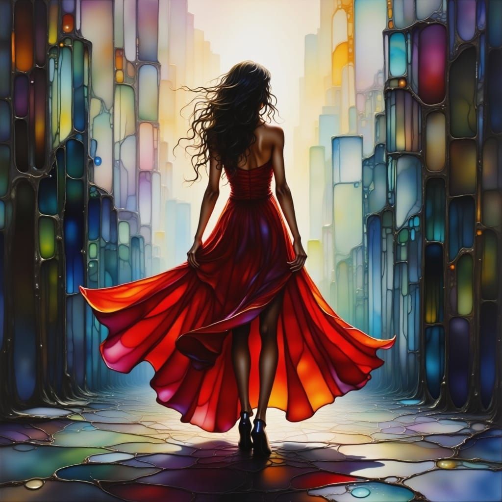 Impasto Oil Painting of a Woman's Silhouette