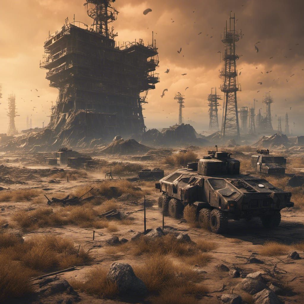 Epic Post-Apocalyptic Wasteland in 3D Masterpiece Style