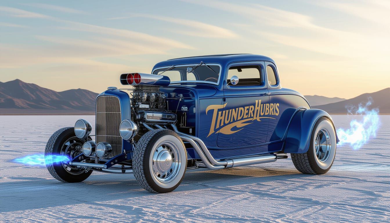 1932 Ford Hi-Boy Hot Rod with Gold Pinstripes