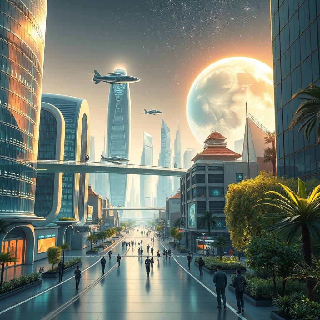 Ethereal Futuristic Metropolis Unfolds in the Cosmos