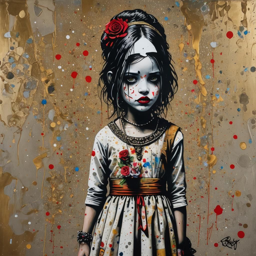 Girl in Debutante Dress on a Mountainous Landscape