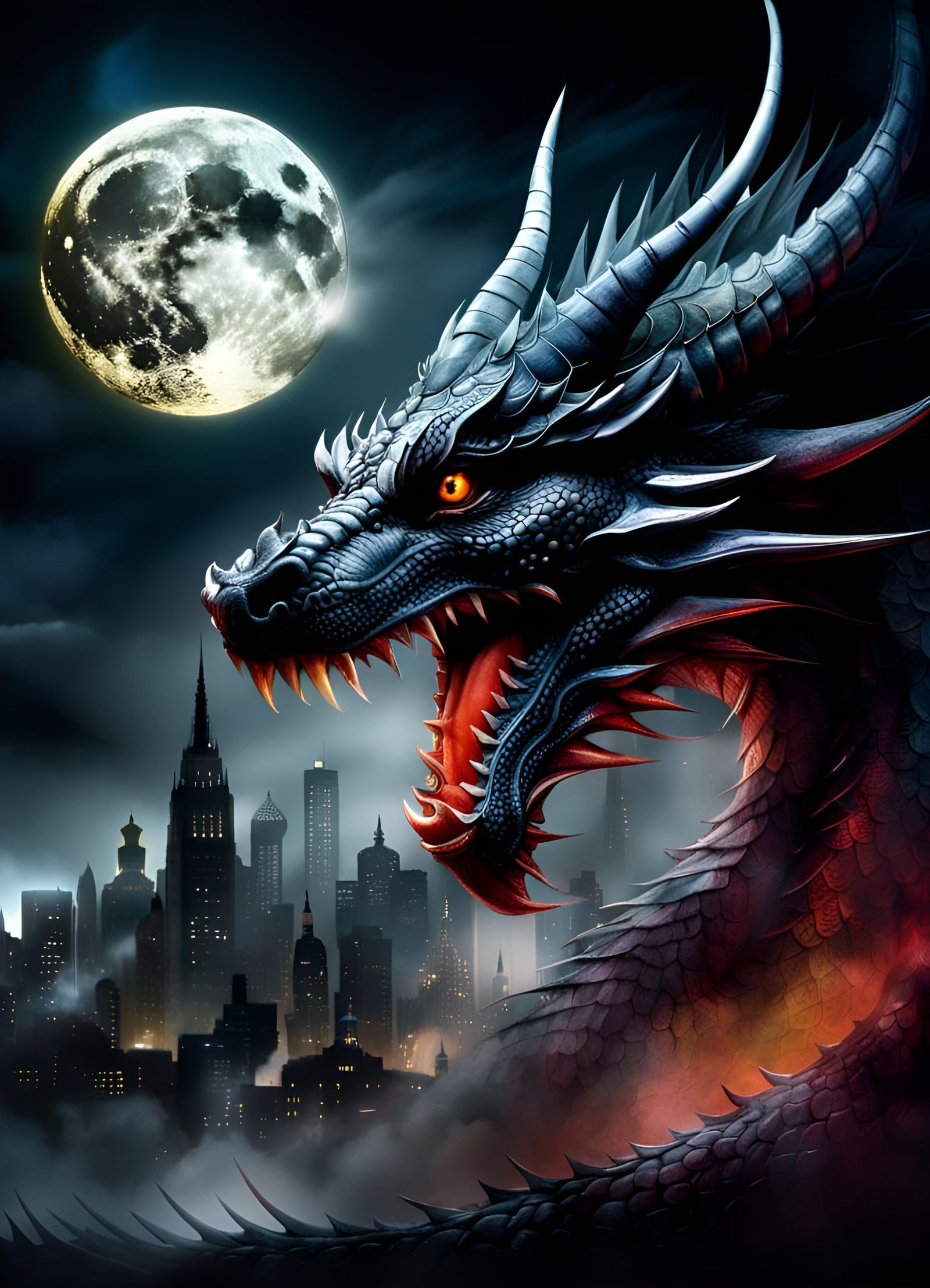 Dragon Unleashed in Midnight Metropolis