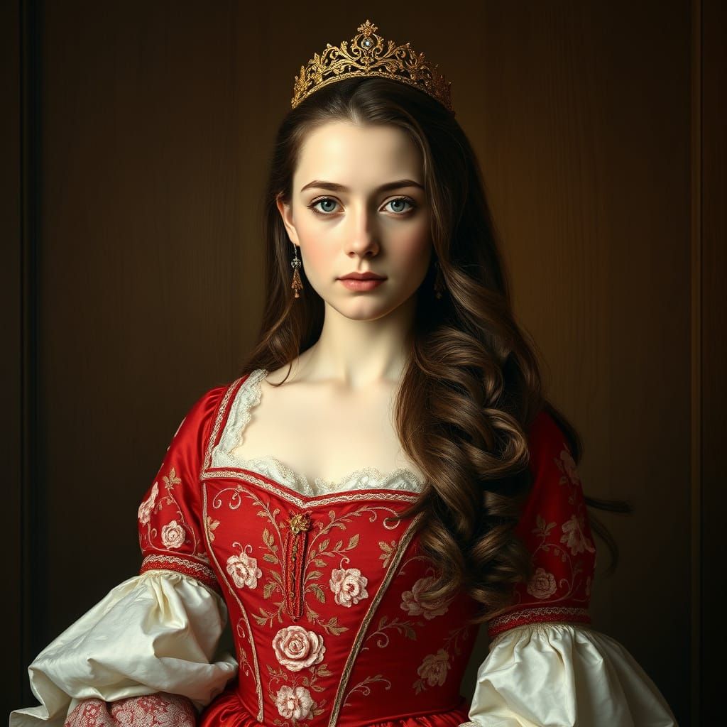 Regal Beauty in 18th-Century Attire, in Realistic Style