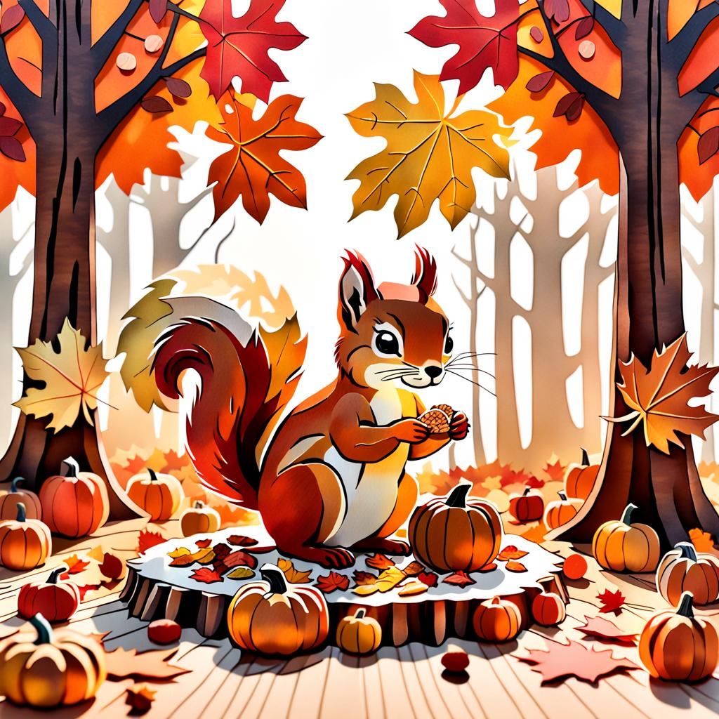 Cozy Autumn Scene in Whimsical Cut Paper Art