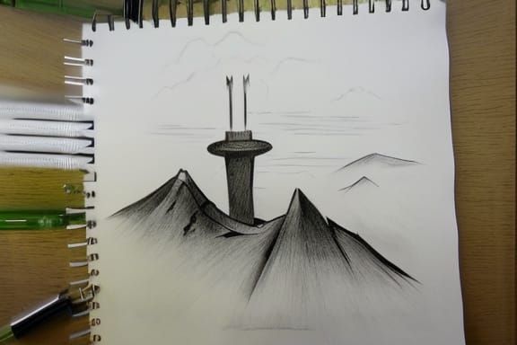 Mountain of doom, pencil sketch