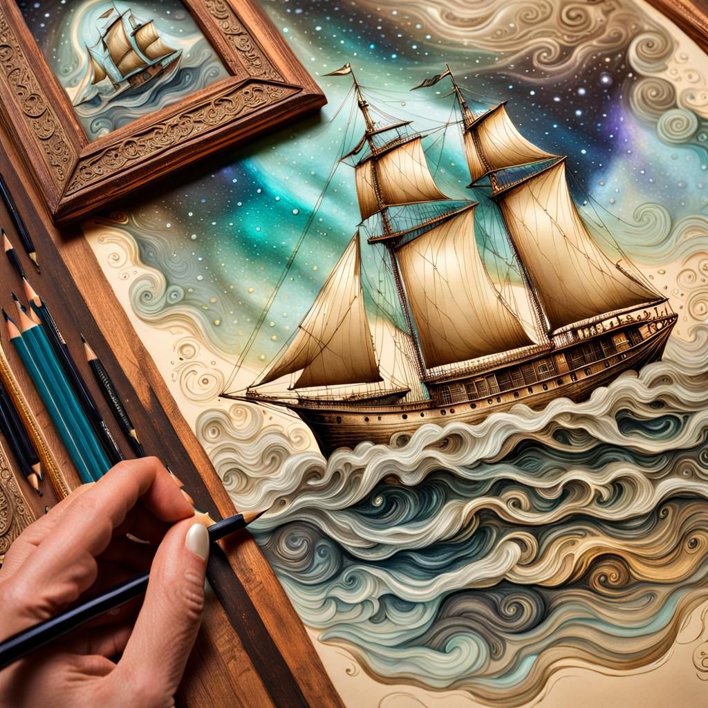 Elegant Victorian Diorama Sailboat