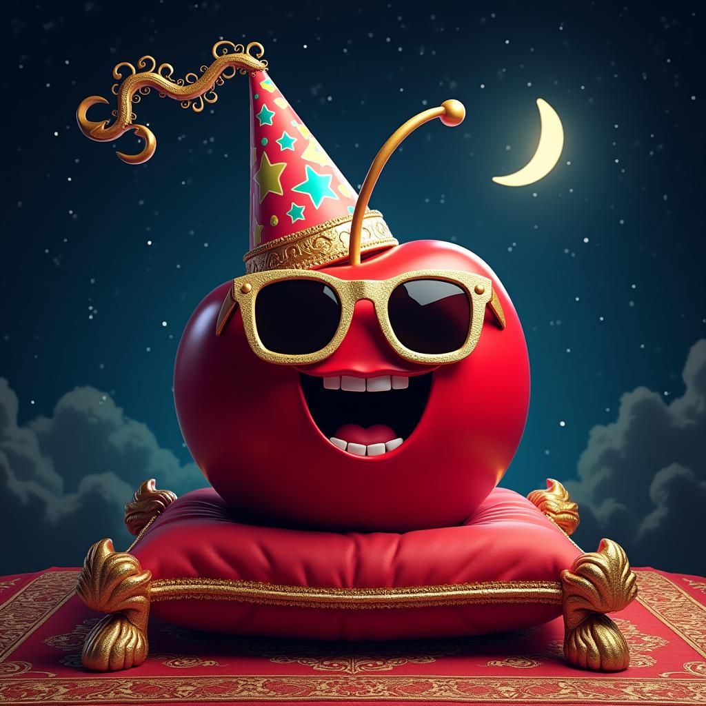 Vibrant Cherry in Starry Night Attire