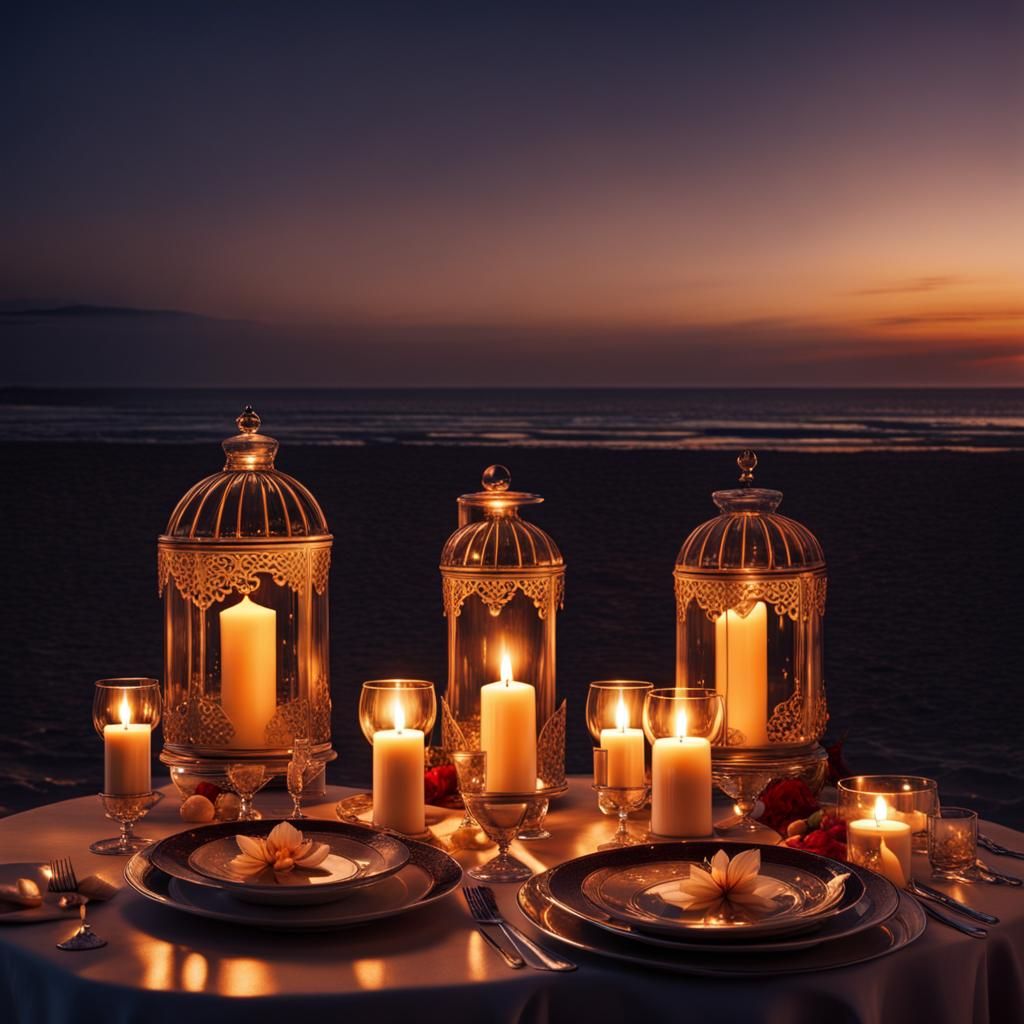 Romantic Candlelight Dinner on a Dreamy Beach