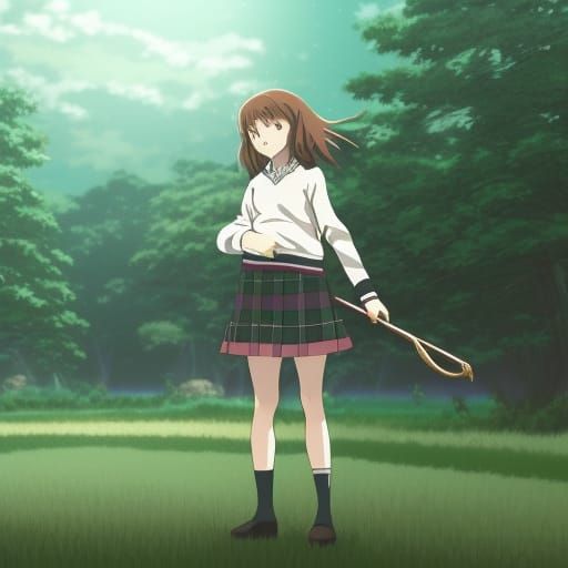 Makoto Shinkai-Inspired Anime Hermione Granger in Green Plai...