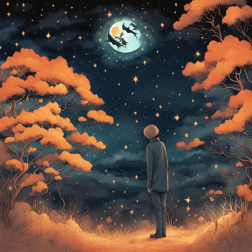 Whispers of Melancholy in a Midnight Sky