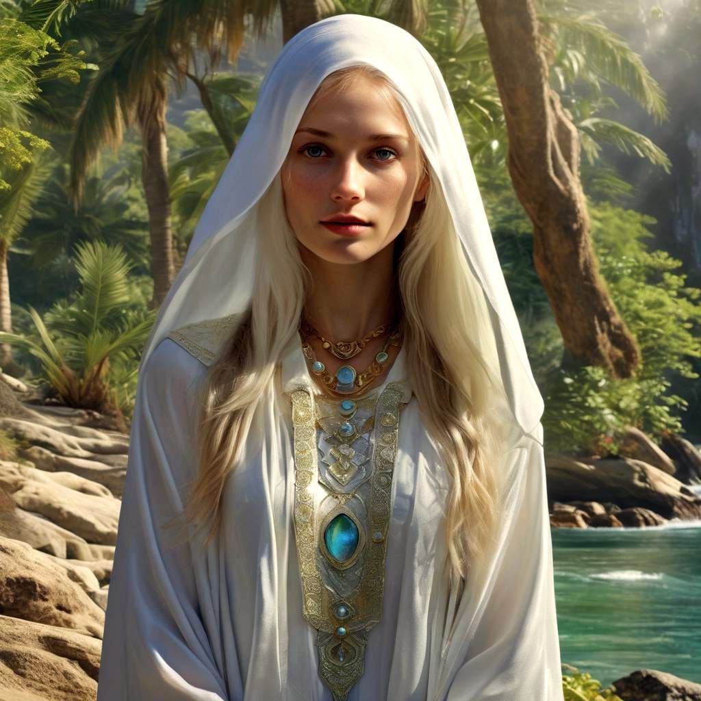 Surreal Iridescent Goddess of Light Ascends in Vibrant Sprin...