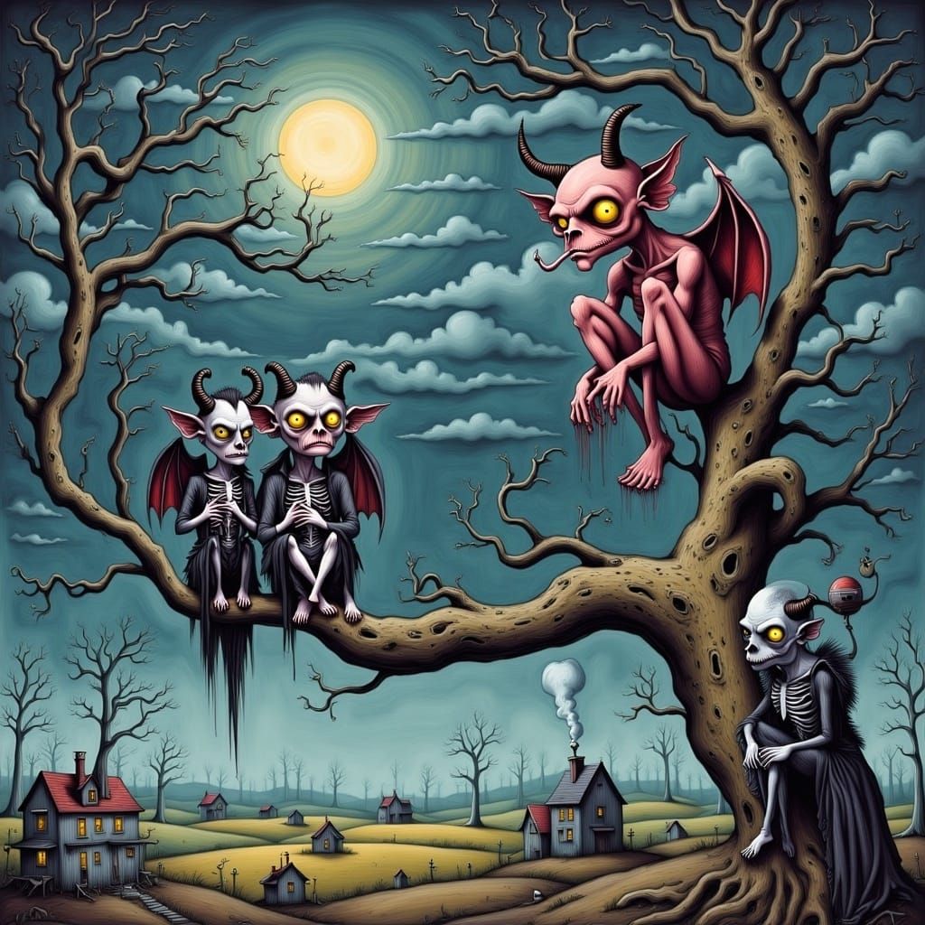 Dark Whimsy Devils Converse Under Midnight Sky